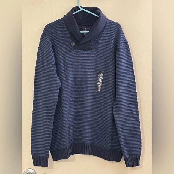 GAP‎ FACTORY Textured Cable Knit Shawl Sweater in Tapestry Navy - Picture 1 of 5